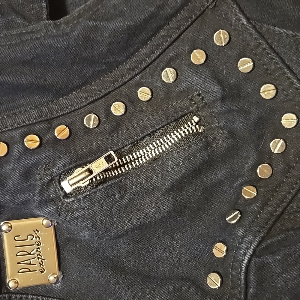 Rare Vintage Black Studded Women's Crop Jacket Medium: D - Picture 12 of 13